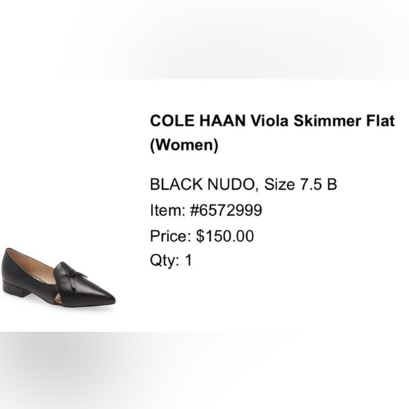 Cole Haan Viola Skimmer black flats 7 worn once - Picture 4 of 5